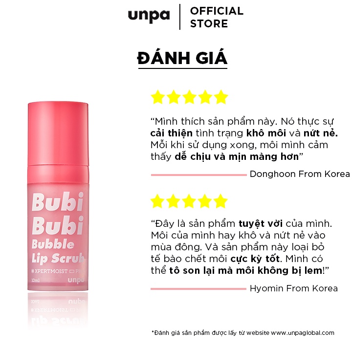 Gel Tẩy Tế Bào Chết Sủi Bọt Cho Môi Unpa Bubi Bubi Bubble Lip Scrub 10ml