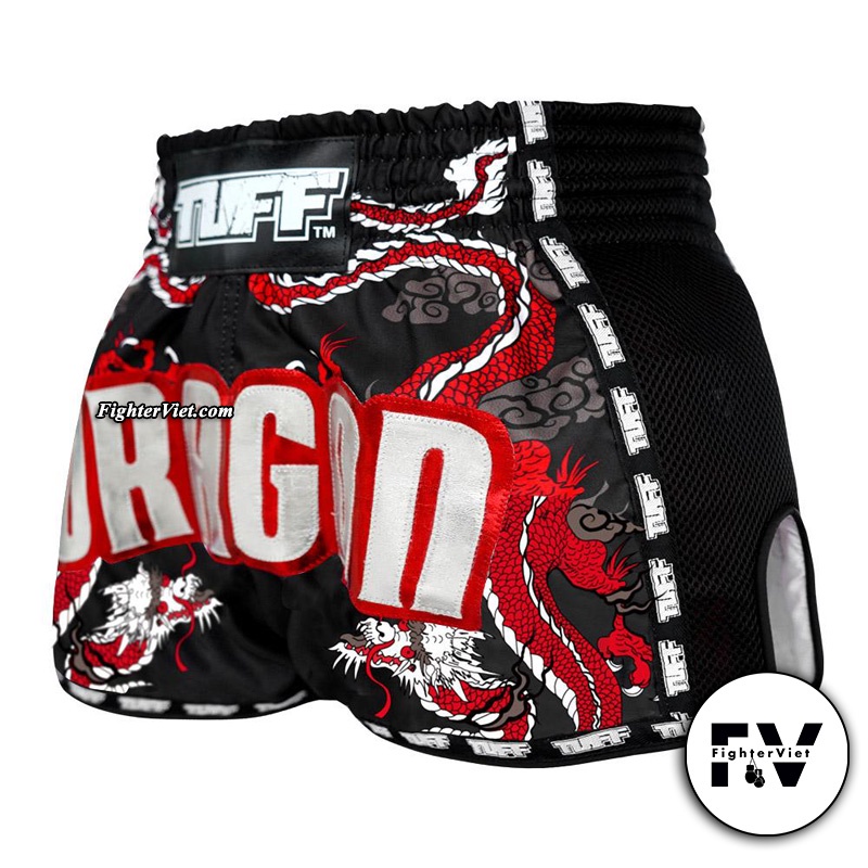 Quần TUFF Muay Thai Boxing Shorts New Retro Style  Black Chinese Dragon