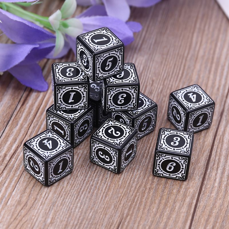 Set 10 viên xúc xắc đa diện 6 mặt WMMB D6