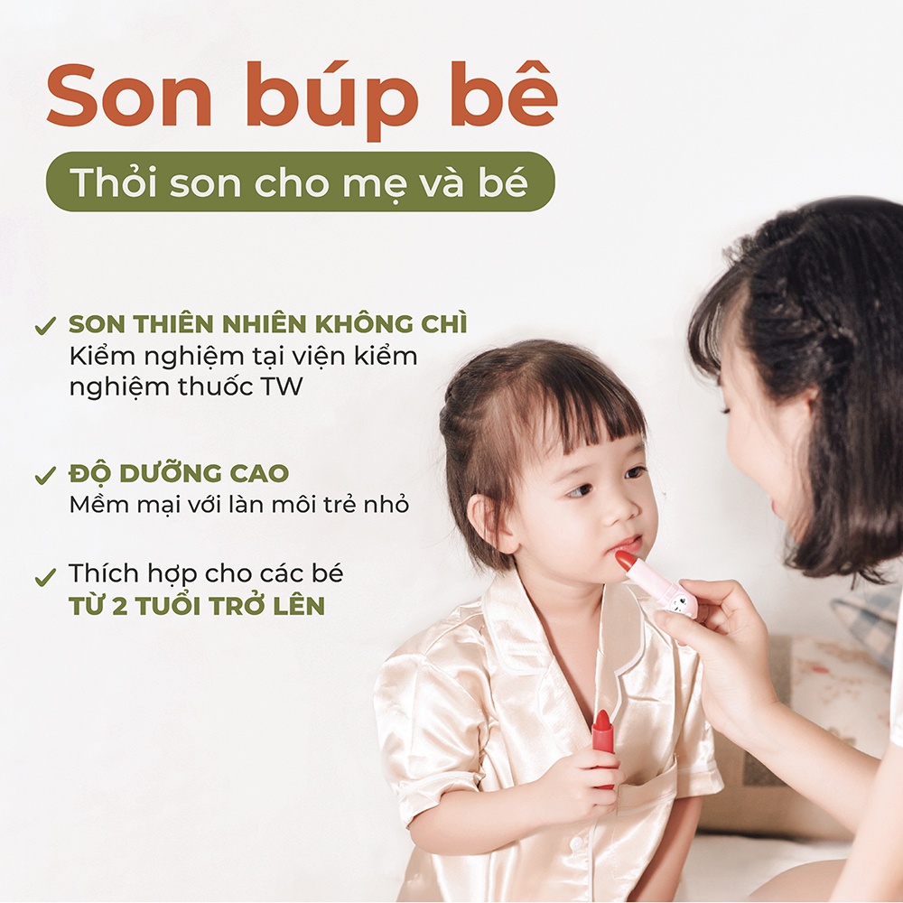 Son Môi Búp Bê Không Chì An Toàn Cho Bé Cỏ Mềm 4g