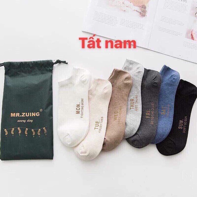 Set 7 đôi tất nam nữ cổ ngắn 7 ngày🍀FREESHIP🍀vớ các ngày trong tuần unisex thông hơi