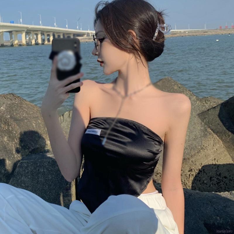 Áo Không Tay Chất Satin Thiết Kế Lệch Tà Thời Trang Mùa Hè | BigBuy360 - bigbuy360.vn