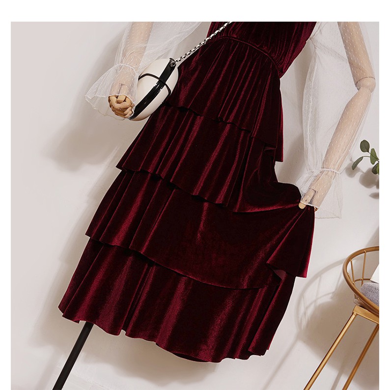 Đầm tiểu thư nhung , đầm tầng quãng châu, hàng có sẵn | BigBuy360 - bigbuy360.vn