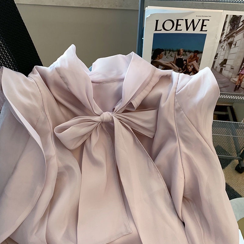 Sơ mi nơ pastel dáng dài