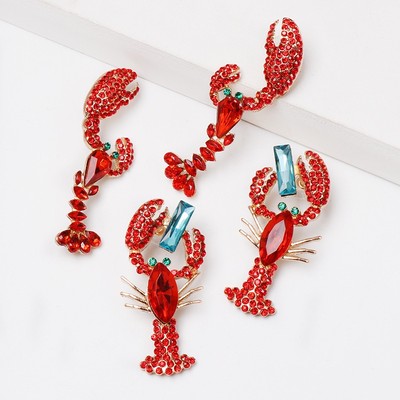 Khuyên tai Pinkdudu OG009 kiểu tôm hùm đính đá pha lê nhiều màu sắc phong cách bohemia