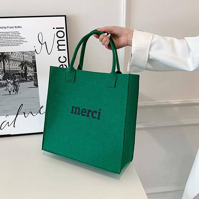 Túi Xách Tay Bằng Vải Nỉ Nhiều Màu Sức Chứa Lớn Thời Trang