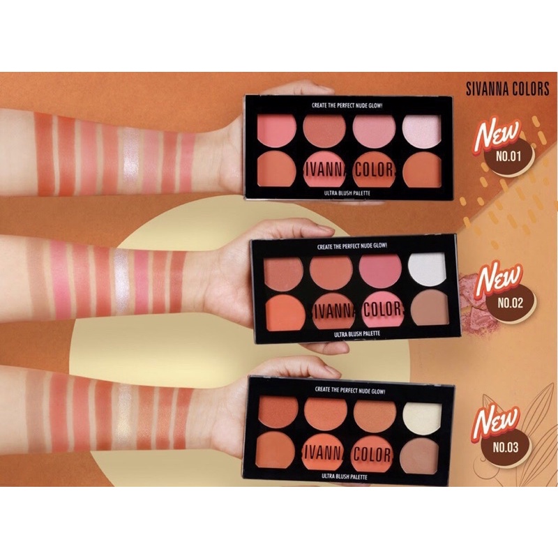 Bảng Phấn Má Hồng Và Tạo Khối 8 Ô Sivanna Ultra Brush Palette HF319