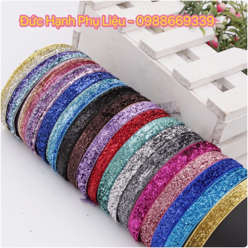 Ruy băng nhung kim tuyến cỡ 1cm đủ các màu