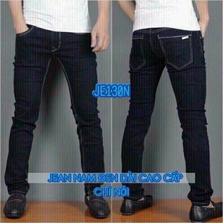Quần jean nam đen trơn chỉ nổi chuẩn men 100%