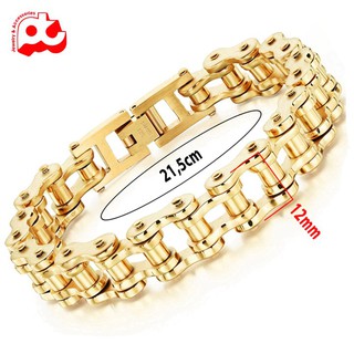 Lắc tay nam inox kiểu dây sên xe độc đáo cá tính kích cỡ 12mm màu mạ vàng thép không gỉ HSLTNA03