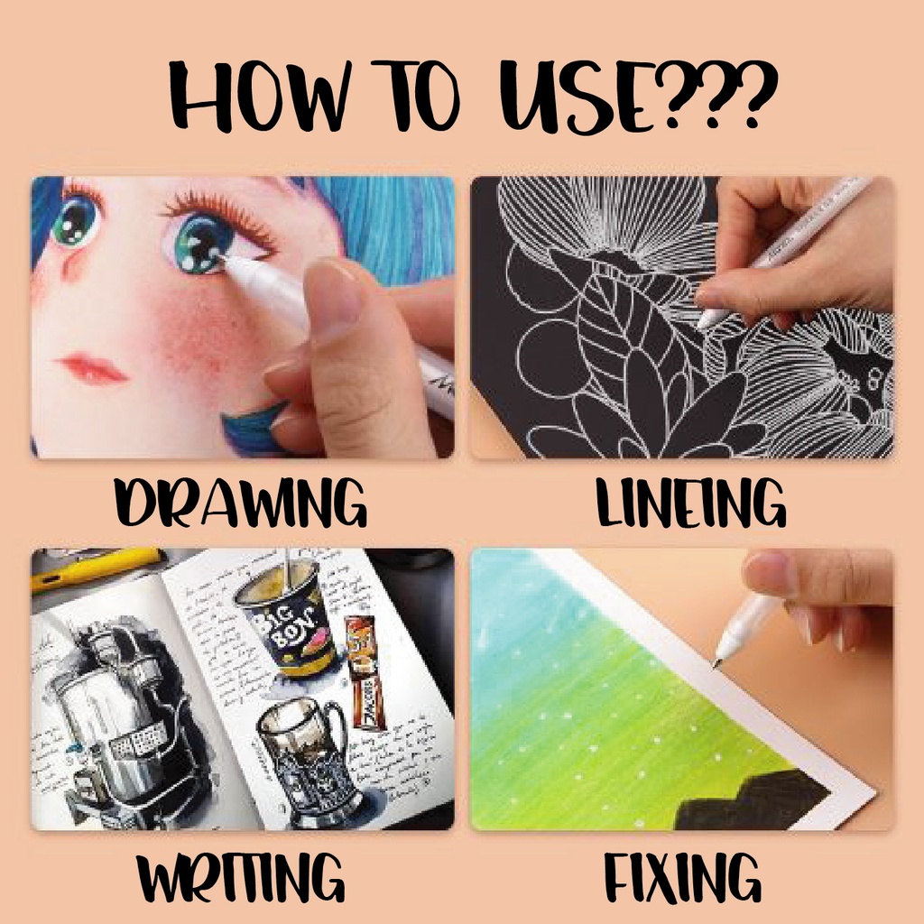 Bút gel nhũ trắng bạc vàng Marie's viết thiệp cưới, trang trí vẽ sổ tay, viết calligraphy ngòi kim loại