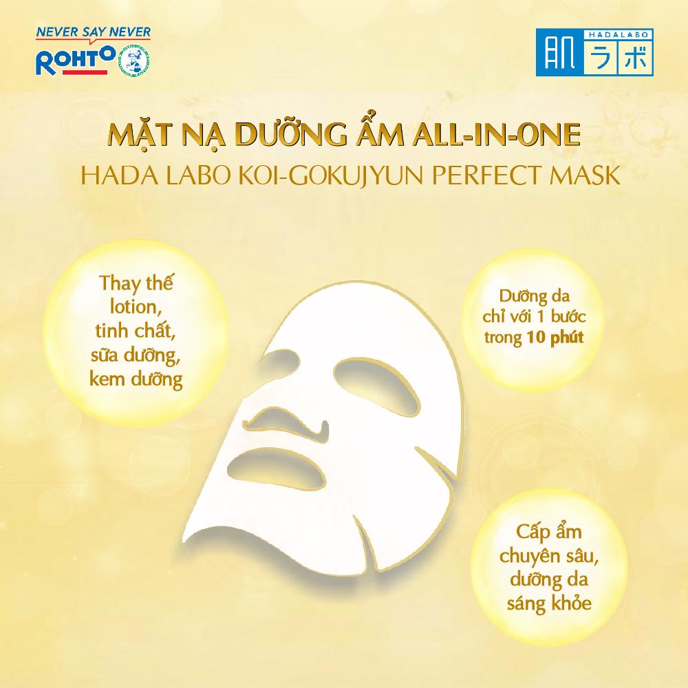 [Mã FMCGMALL -8% đơn 250K] Mặt nạ dưỡng ẩm Hada Labo Koi-Gokujyun Perfect Mask (20 miếng - dung tích: 351ml)