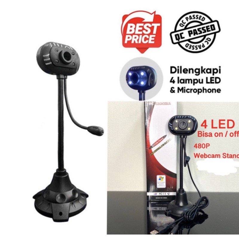 Webcam Đứng Có Đèn Led + Mic Cho Pc