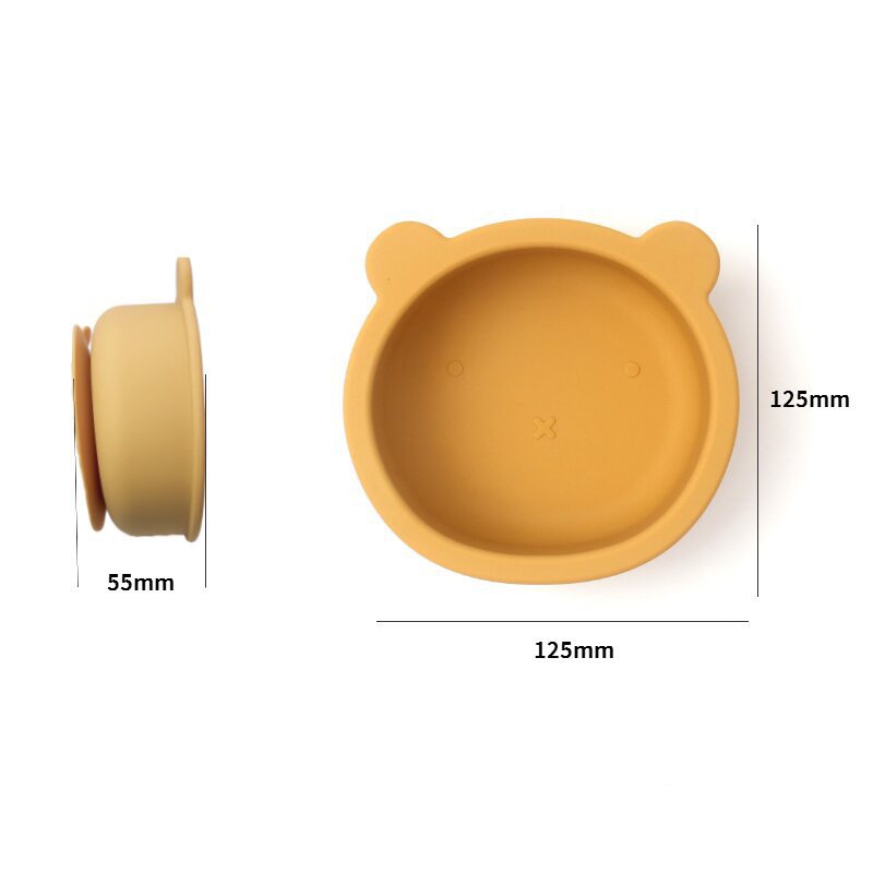 Chén/bát ăn dặm bằng silicon hình gấu có đế hít chống đổ cho bé ( không kèm thìa muỗng)