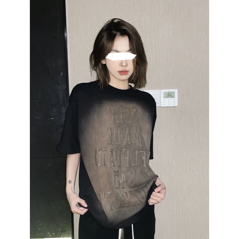 ♀◑Áo Thun Tay Ngắn Cổ Tròn Màu Đen Thời Trang Mùa Hè Dành Cho Cặp Đôi