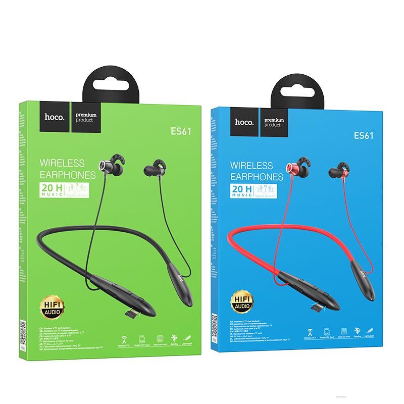 ✔️TAI NGHE BLUETOOTH HOCO ES61 ĐEO CỔ WIRELESS V5.1 Nghe nhạc điện thoại 20h,hỗ trợ dùng thẻ nhớ được thiết kế kiểu dáng