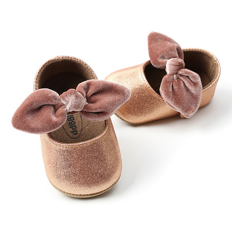 Giày búp bê quai nơ ánh kim cho bé 0-18 tháng tuổi