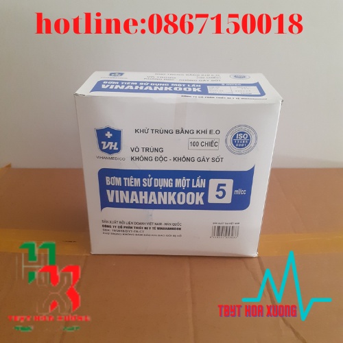 Bơm Tiêm 5ml/cc CỦA VINAHANKOOK Sử Dụng 1 Lần