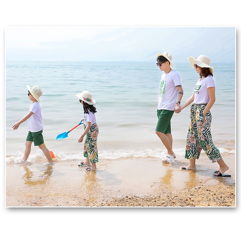 Set Quần Áo Gia Đình Đi Biển Familylove - Set Bộ Đồ Đi Biển Cho Cả Nhóm Và Gia Đình Enjoy Summer Họa Tiết Hoa Lá