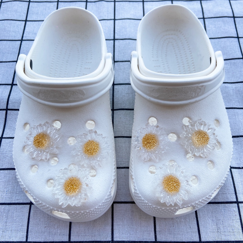 Bộ 6 Móc Khóa Trong Suốt Hình Hoa Hướng Dương Dùng Trang Trí Giày