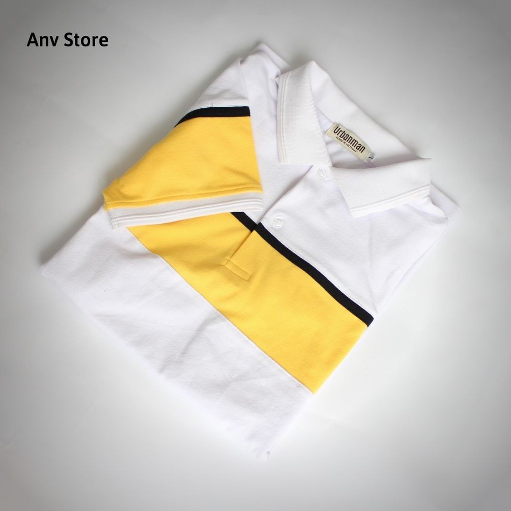 Áo thun Polo Sport nam có cổ tay ngắn Phối TRẮNG VÀNG vải Cotton xuất xịn, chuẩn form,sang trọng-lịch lãm AnvStore | BigBuy360 - bigbuy360.vn