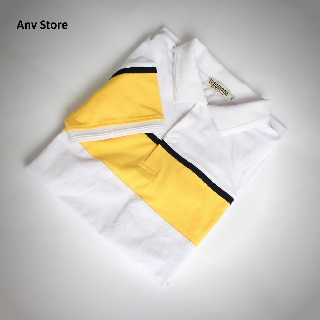 Áo thun Polo Sport nam có cổ tay ngắn Phối TRẮNG VÀNG vải Cotton xuất xịn, chuẩn form,sang trọng-lịch lãm AnvStore