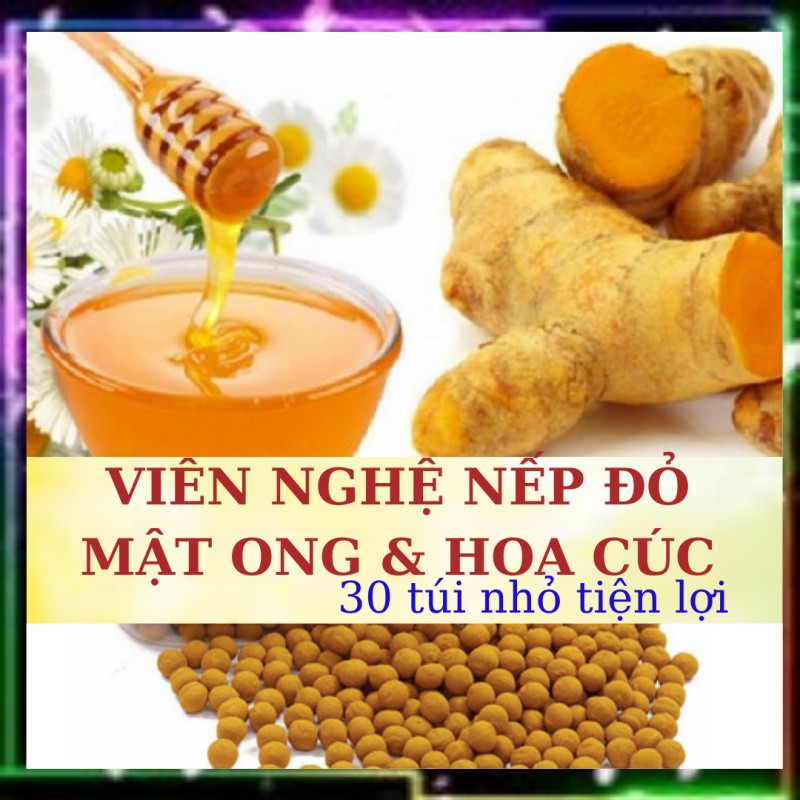 NGHỆ NẾP ĐỎ - MẬT ONG- HOA CÚC, 30 Túi nhỏ, Giảm Nám Da, Đẹp Da, Giảm Đau Dạ Dày