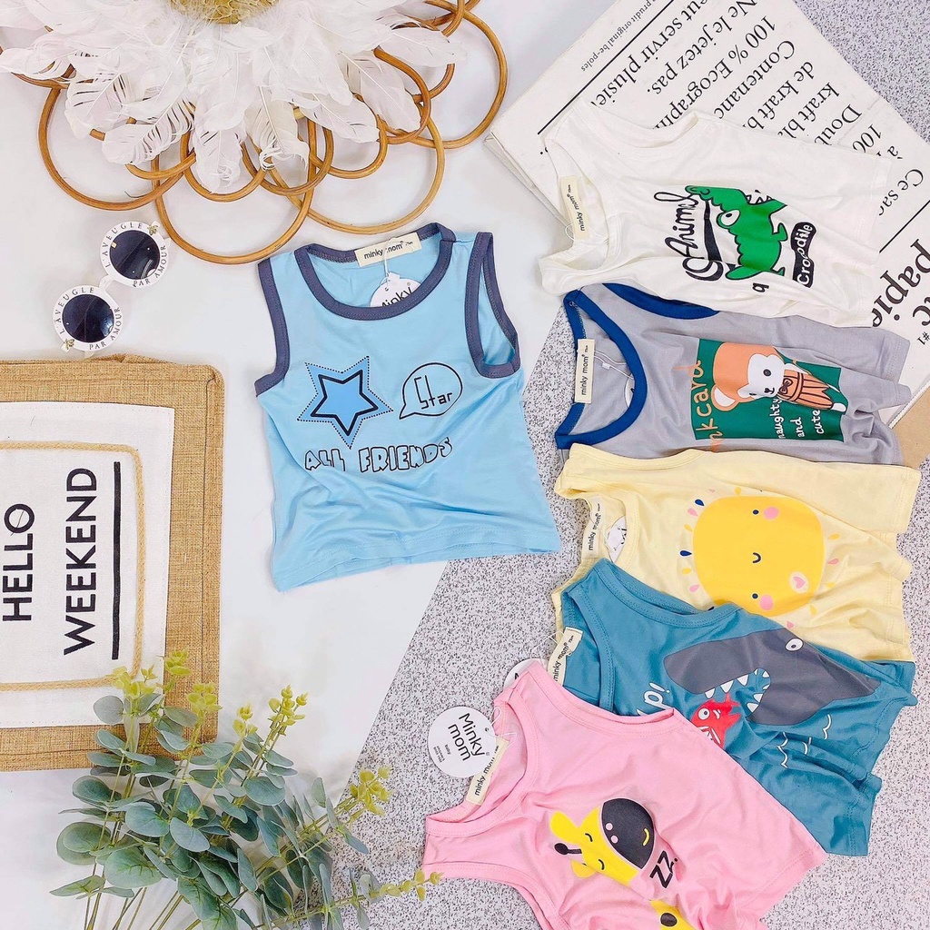 Áo ba lỗ bé trai, áo thun lạnh in họa tiết mặc mát ngày hè