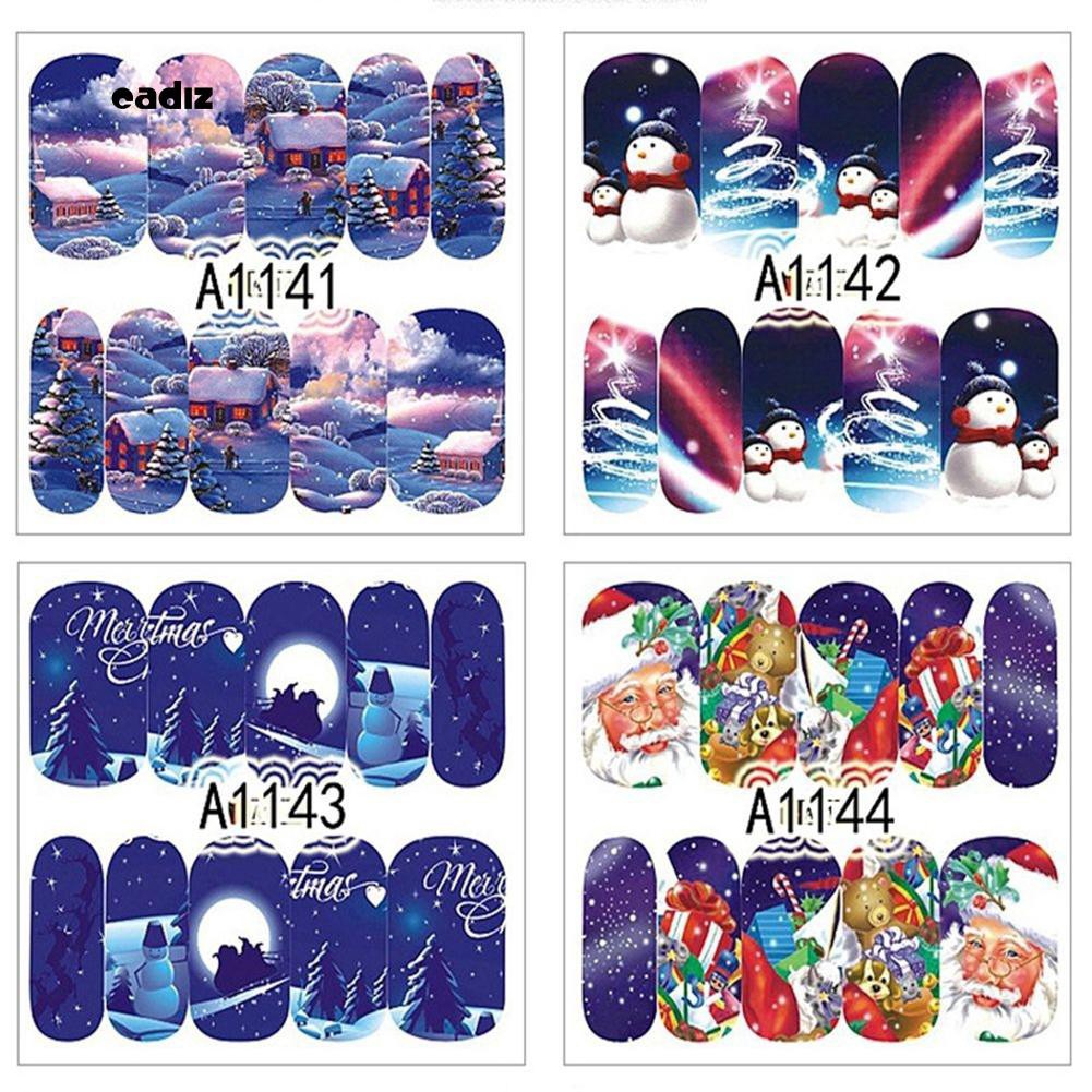 [Hàng mới về] 12 Tấm miếng dán trang trí móng tay chủ đề Giáng sinh xinh xắn