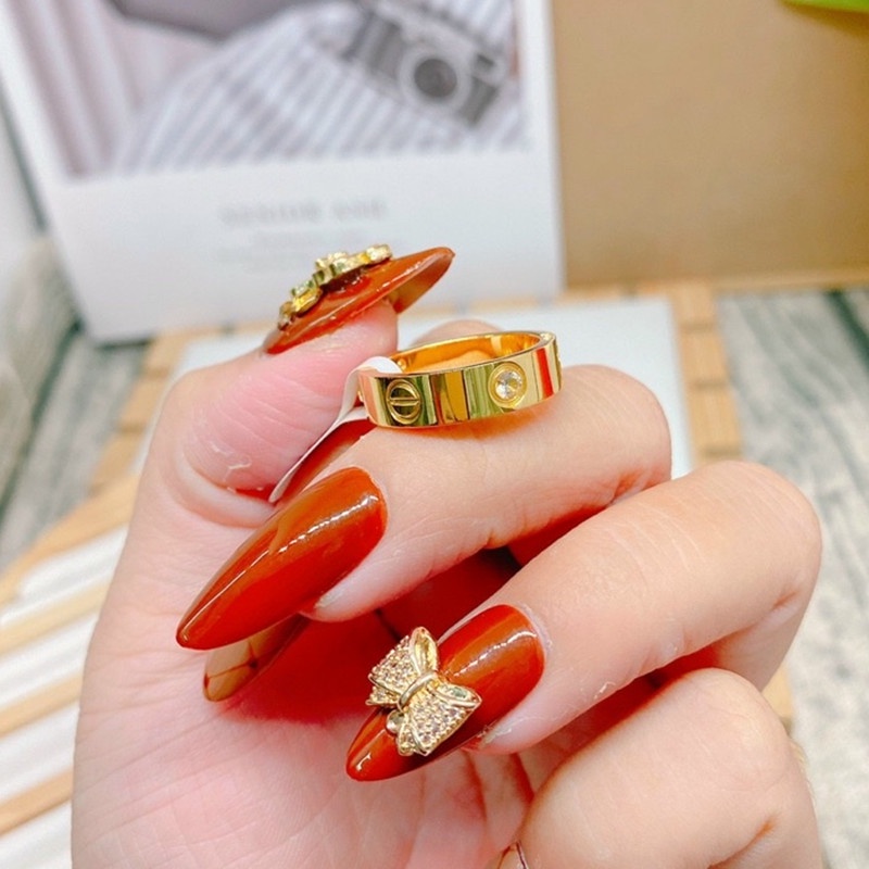 Nhẫn titan nữ không gỉ mạ vàng 18k thiết kế phong cách ins hàn quốc thời trang