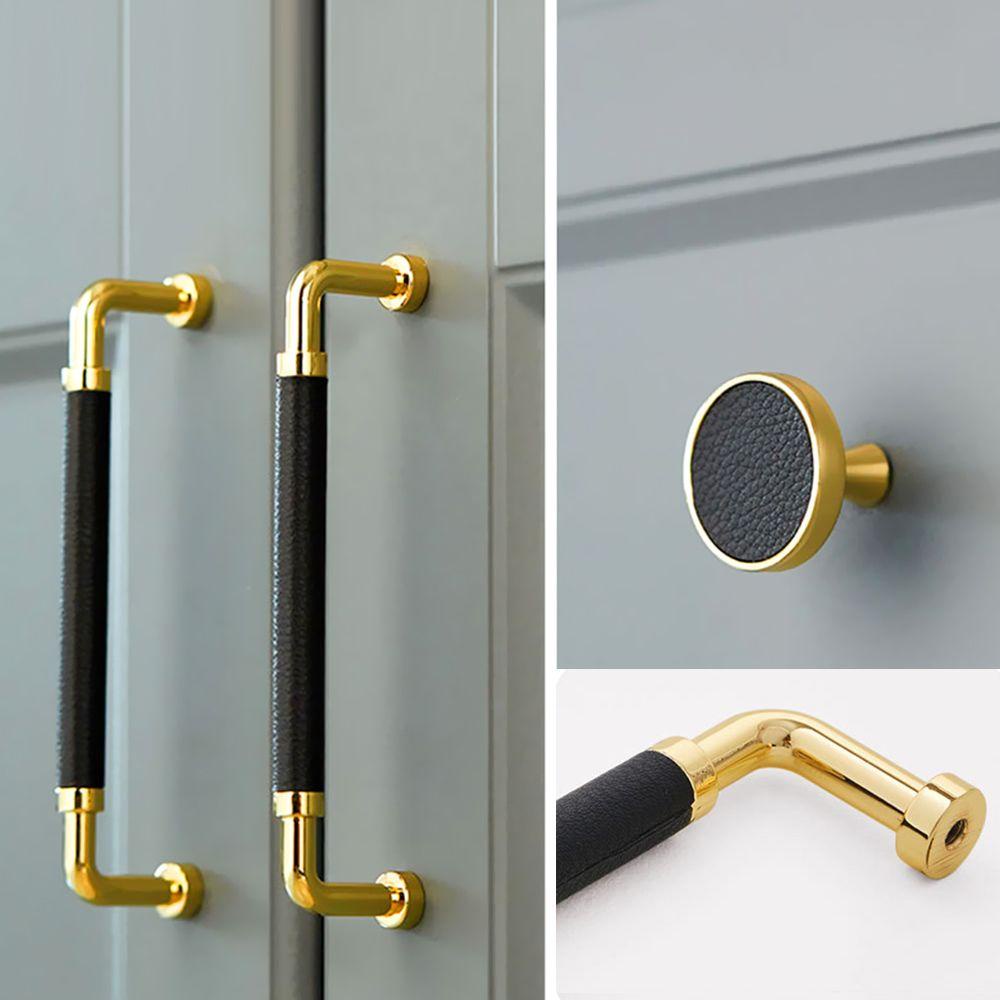 ZAIJIE24 Tay Nắm Cửa Tủ Bằng Da Và Hợp Kim Kẽm Chất Lượng Cao