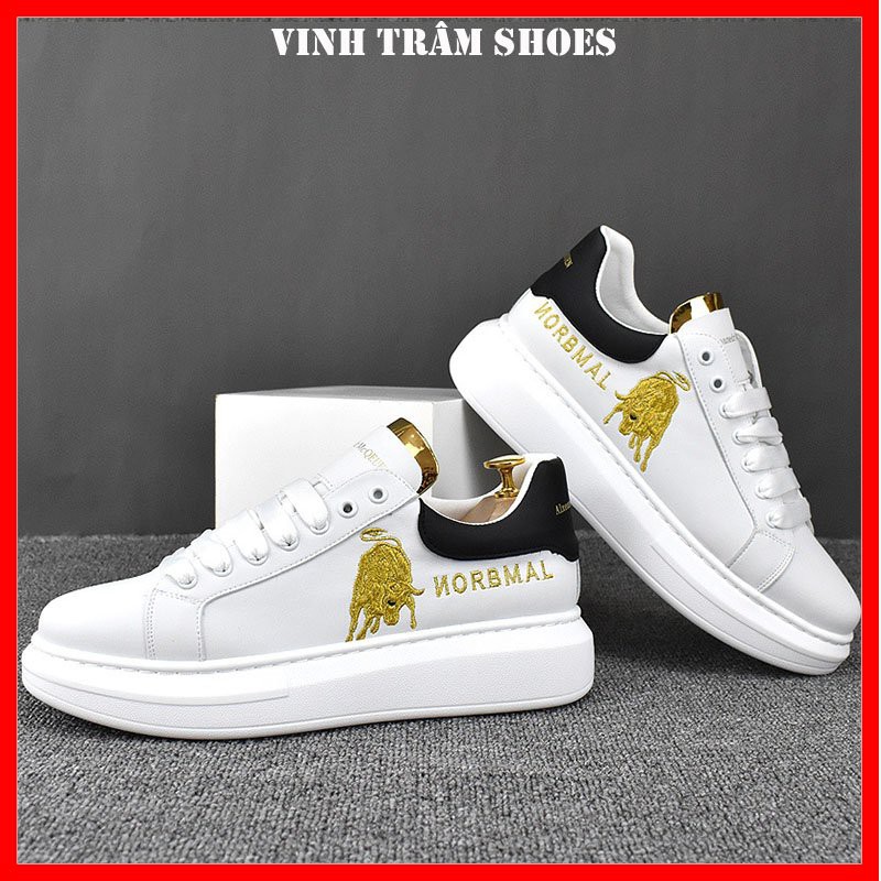 Giày thể thao nam sneaker đế cao 5 cm hai màu trắng đen , hàng sẵn kho 38 -43