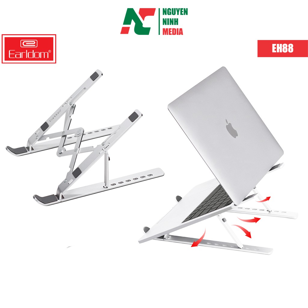 Giá Đỡ Laptop Macbook iPad Earldom EH88 Chất Liệu Hợp Kim Nhôm Giúp Tản Nhiệt Có Thể Điều Chỉnh Góc Độ - Hàng Chính Hãng