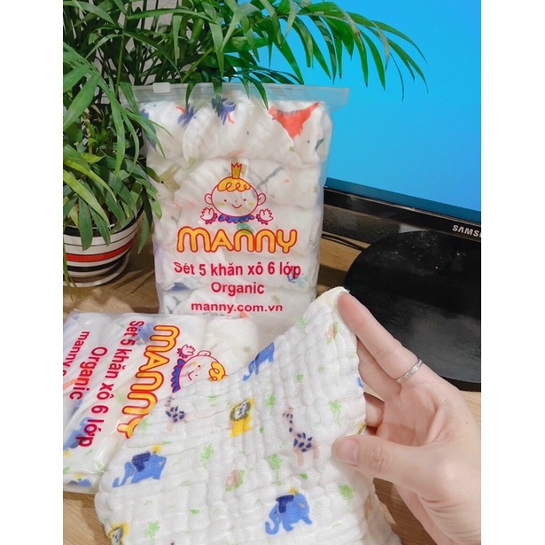 Set 5 khăn xô 6 lớp, khăn rửa mặt cho bé hàng xuất khẩu mềm mại