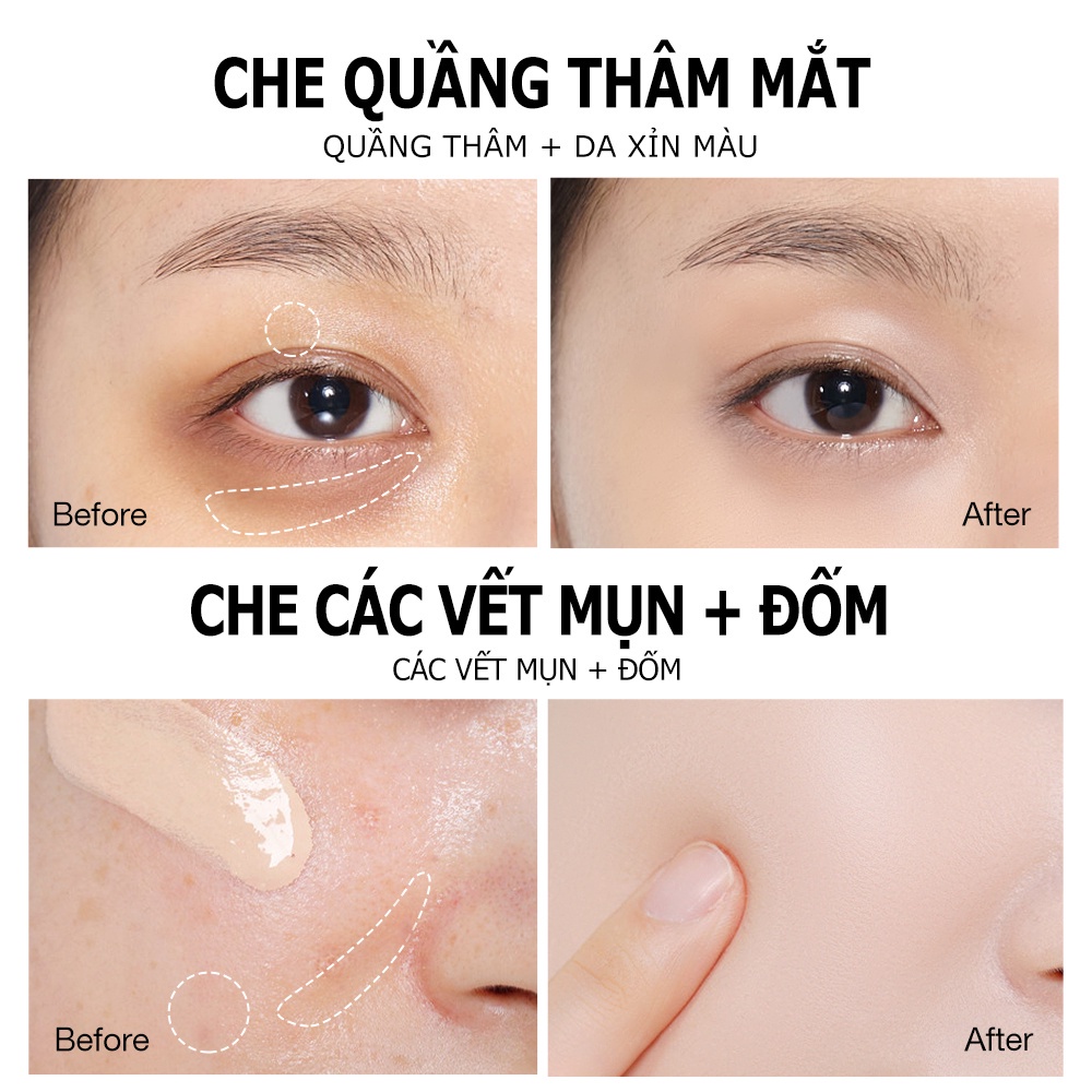 Che Khuyết Điểm O.TWO.O dạng tuýt Che Phủ Quầng Thâm, Mụn Lâu Trôi Chống Thấm Nước 10g SC033