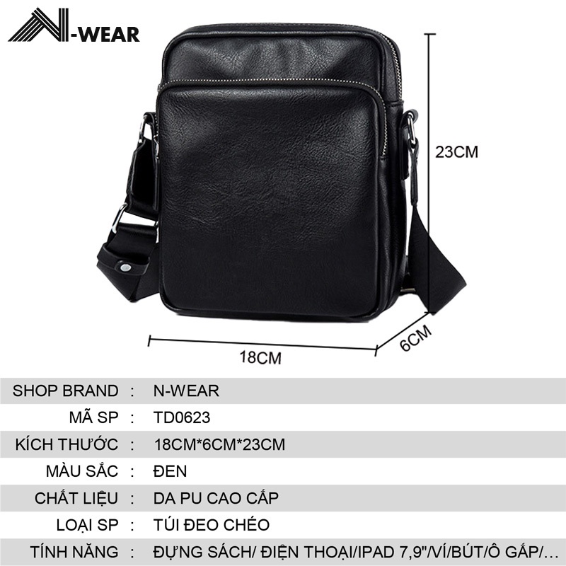 Túi đeo chéo da nam cao cấp Hàn Quốc chống nước, Túi da nam đeo chéo đi học, đi chơi, du lịch, dã ngoại TD0623