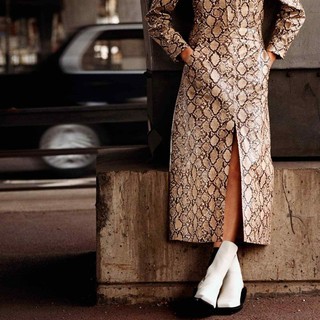 [NGUYÊN TAG] Chân váy Zara da tổng hợp in họa tiết da rắn cạp cao, xẻ tà đẹp size XS