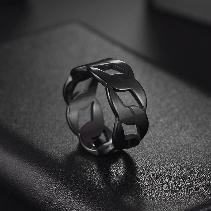 Nhẫn Dây Xích 8mm Bằng Thép Không Gỉ Màu Sắc Vàng Phong Cách Hip Hop Cho Nam Và Nữ