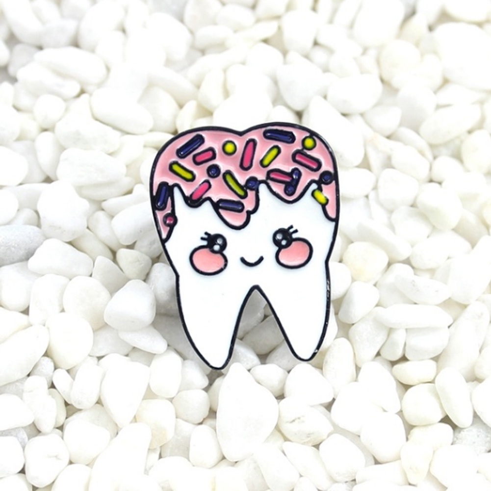 YOML✔Cartoon Tooth Smiley Enamel Brooch Pin Denim Jacket Coat Backpack Badge Decor