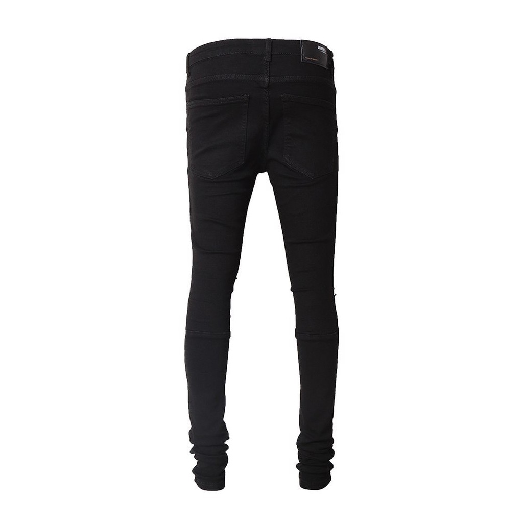 Quần Jeans Nam Skinny Biker Rách Gối Bọc Da Màu Đen | BigBuy360 - bigbuy360.vn
