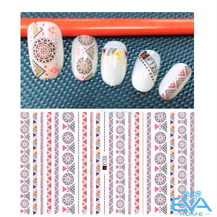 Miếng Dán Móng Tay 3D Nail Sticker Tráng Trí Hoa Văn Hoạ Tiết Thổ Cẩm F125