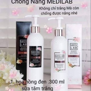 BỘ ĐÔI SỮA TẮM TRẮNG-SỮA DƯỠNG TRẮNG  ẨM MỊN BODY  SPF Hồng Tây Medilab – Hàn Quốc