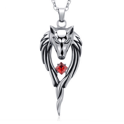 Dây Chuyền Mặt Hình Đầu Sói Đính Đá Thời Trang