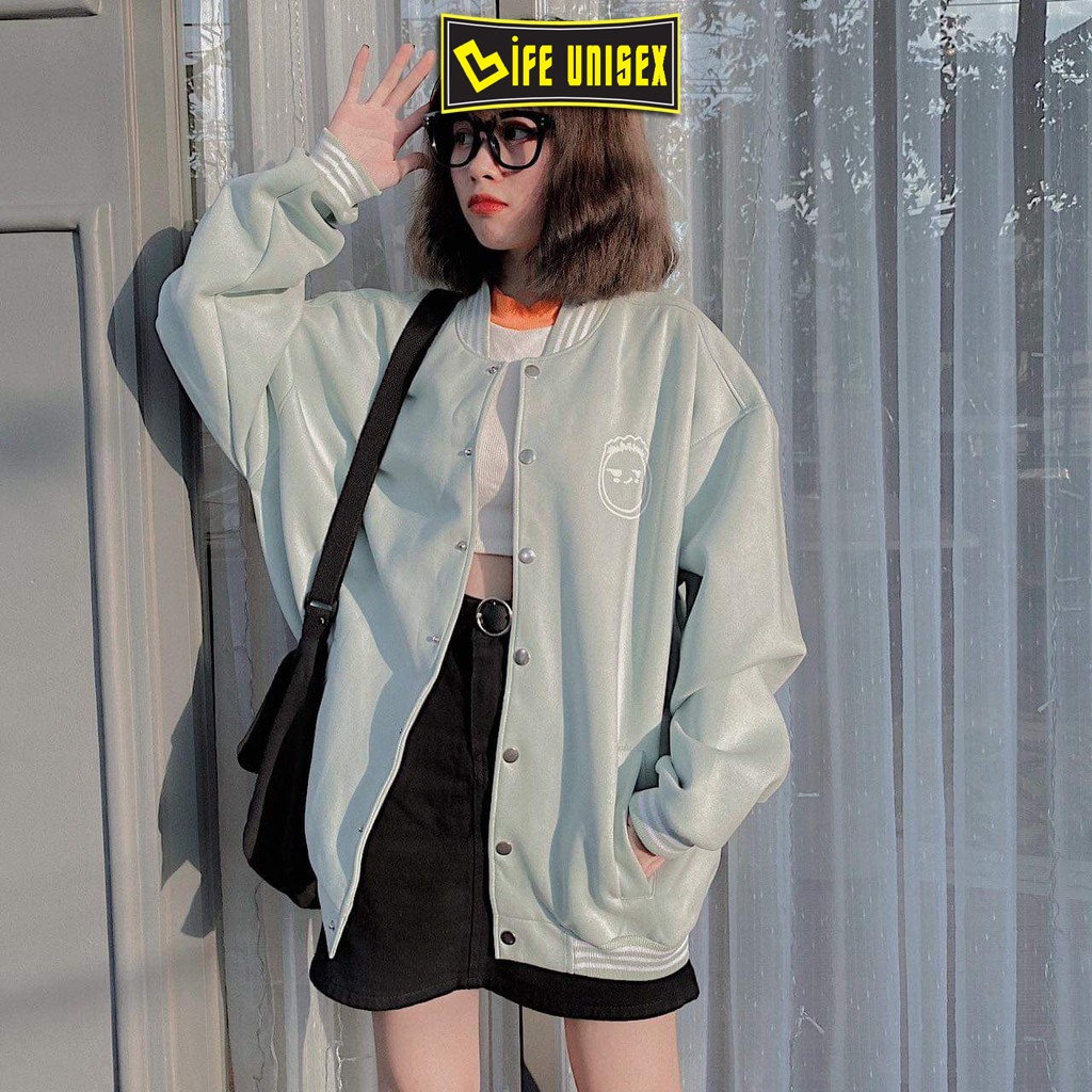 Áo Khoác Bomber Nỉ BOMBER TÓC XOĂN Nam Nữ Ulzzang Unisex Có Nút, Áo Khoác Nỉ Form Rộng LIFE UNISEX