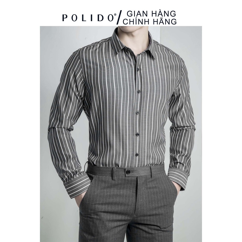 Áo Sơmi Nam CEFFYLO kẻ sọc vải Cotton họa tiết sọc lịch lãm Co giãn nhẹ