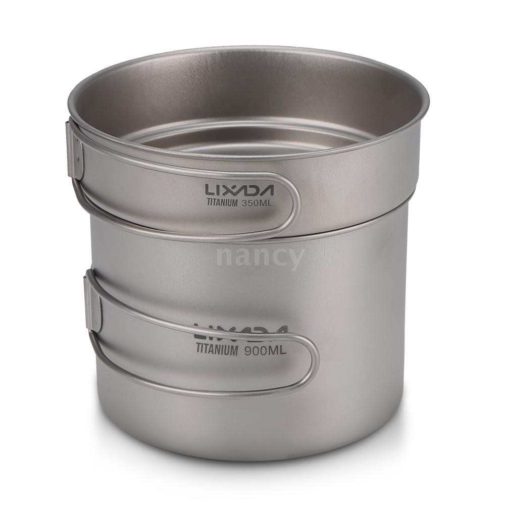 Set nồi 900ml + chảo 350ml titan siêu nhẹ có quai cầm tiện dụng đi cắm trại