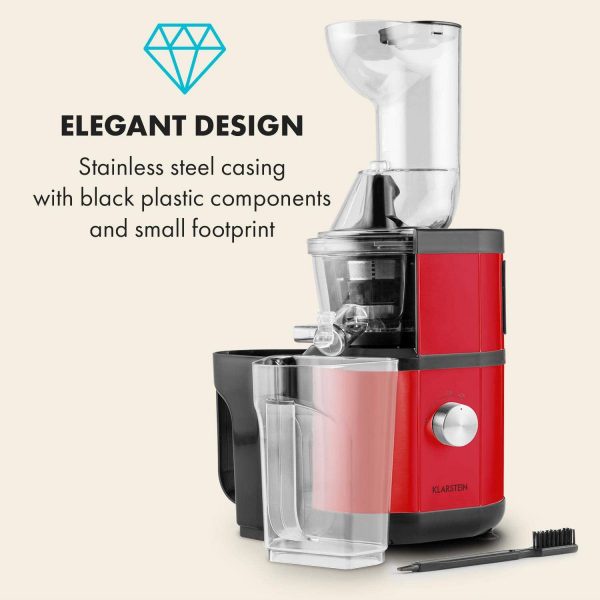 Máy ép chậm trái cây công suất lớn Klarstein - 400W - Đỏ/Bạc Inox - Hàng chính hãng, bảo hành 12 tháng