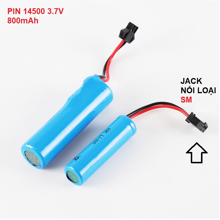 Pin 14500 3.7v 800mah xe điều khiển pin sạc loại tròn cổng SM