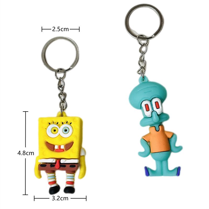 carton Spongebob Octopus Keychain Soft Rubber Cute Couple Bag Pendant Creative Charm gift
