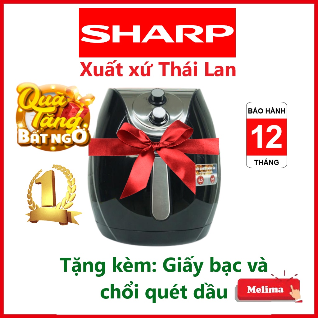 Nồi chiên Không dầu Sharp 6L Xuất xứ Thái Lan Chiên giòn rụm Hạn chế dầu mỡ tốt cho sức khỏe Dễ sử dụng Bảo hành 12th